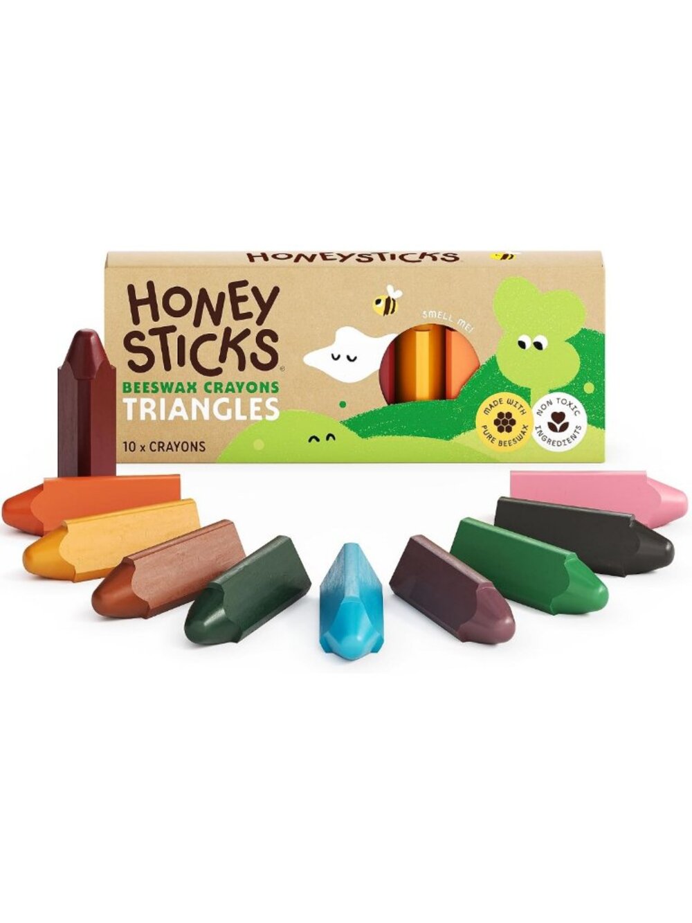 Non-Toxic Triangular Crayons for Toddlers - 100% Pure Beeswax, Easy Grip